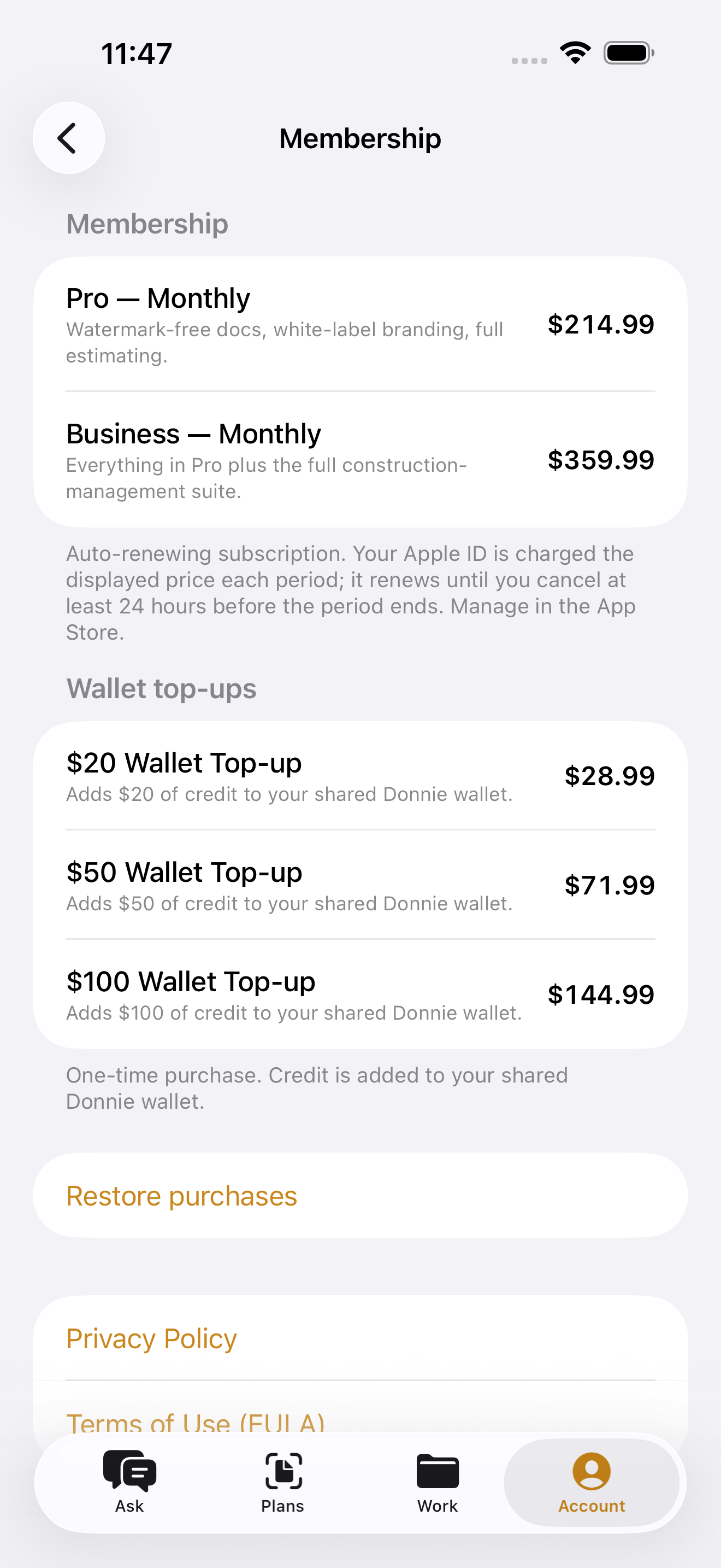 Simple membership + a prepaid wallet